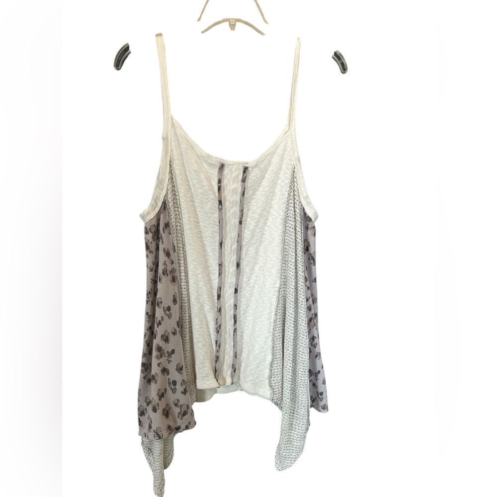 NWT SUGARFOX The One I Dream Of tank oatmeal/animal Hi-Lo Handkerchief Tank 1X